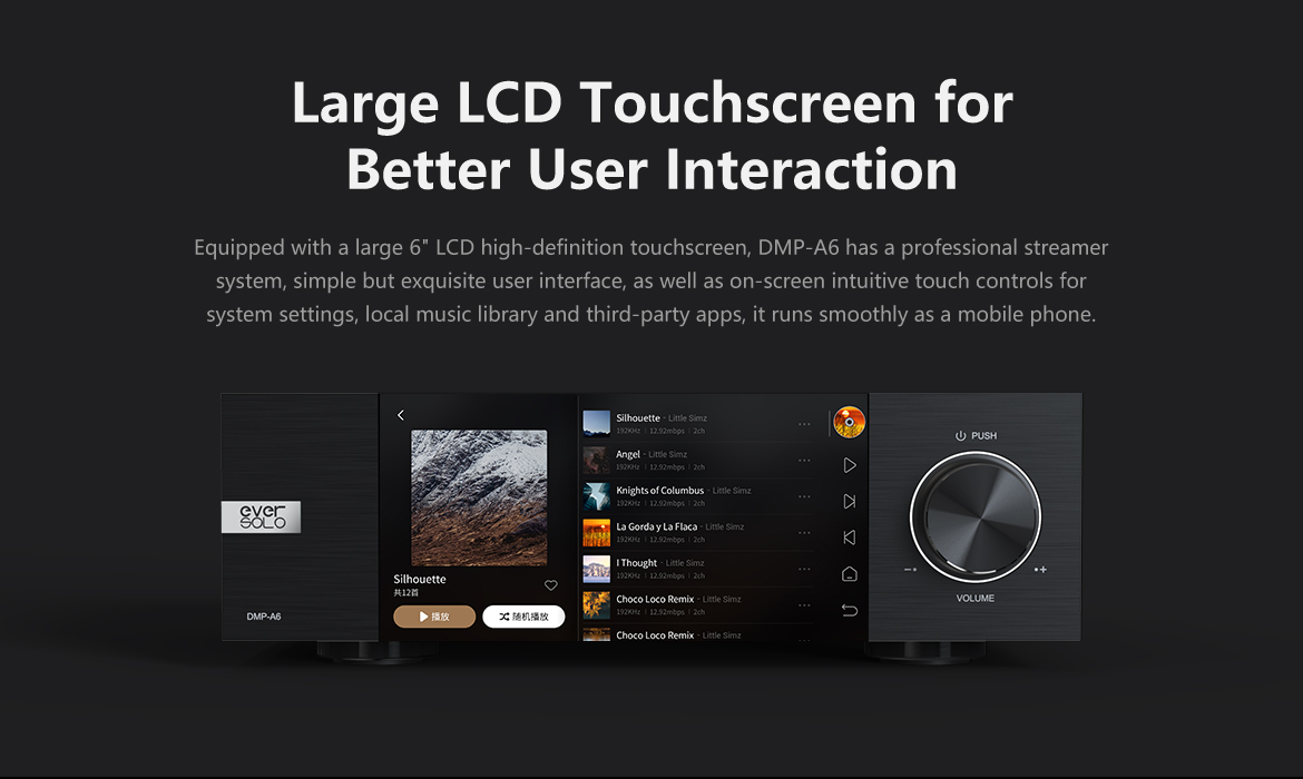  Eversolo DMP-A6 Streamers, Network Player, Music Service and  Streaming MQA Full Decode, DAC, DSD512 PCM768kHz/32Bit Bluetooth 5.0 aptX  HD, 6''HD Touchscreen, Exclusive App : Electronics